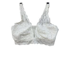 Aerie Lace Bralette XXL White Wireless Bra Stretch Lace Soft Cup Lounge
